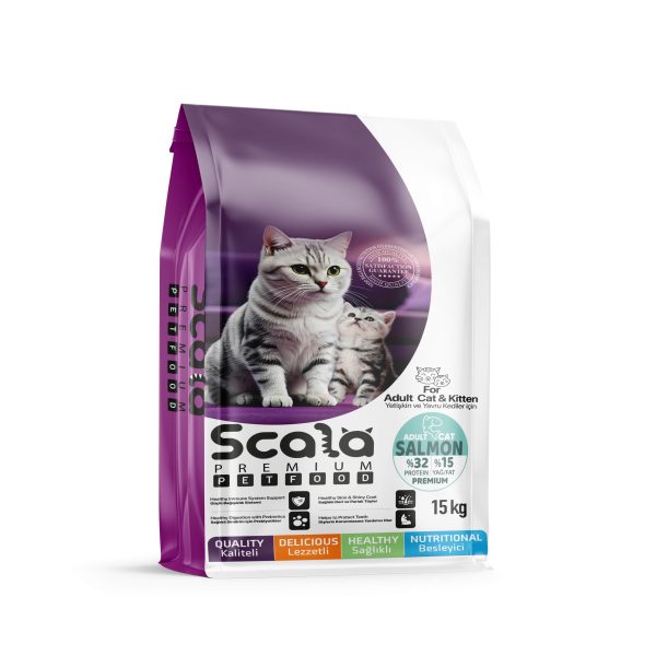 Scala Premium Yetişkin Kediler için 32/15 Somonlu Mama  15 kg.